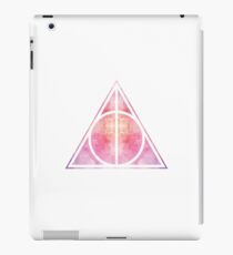 HP Hallows - pink watercolors texture voids and outline - wand, cloak, stone iPad Case/Skin