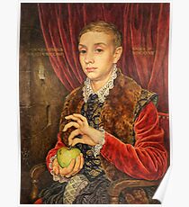 Boy With The Apple Painting Poster