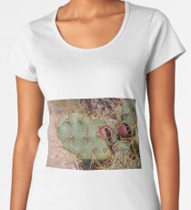 Opuntia prickly pear cactus with thorns and fruits, prickly close up Women's Premium T-Shirt