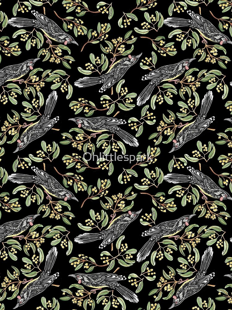 Lino Print - Wattle Bird by Ohlittlespark