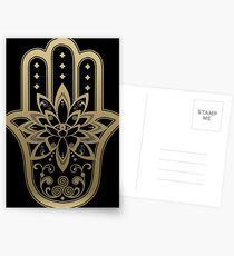 Hamsa Lotus Flower - Golden Hand of Fatima Postcards
