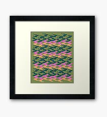 Luxury pixel art blocks, green Camu Framed Print