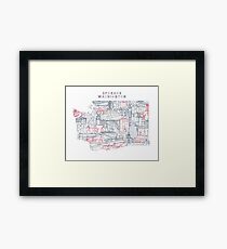 Spokane Washington Skyline Landmarks Map Print Framed Print