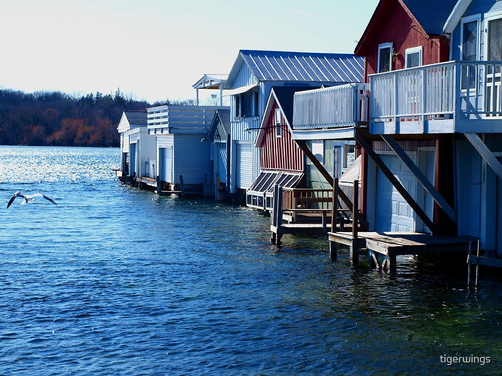“Canandaigua Lake - Boathouses” by tigerwings | Redbubble