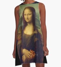 Mona Lisa with a Piece of Pizza A-Line Dress