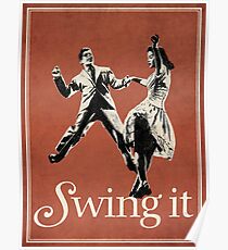 Póster SWING IT, swing swing, lindy hop, salón de baile de la costa este de la costa oeste