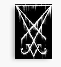 Lucifer Sigil - The Devil's Symbol White Grunge Canvas Print