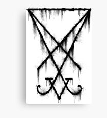 Lucifer Sigil - The Devil's Symbol Black Grunge Canvas Print