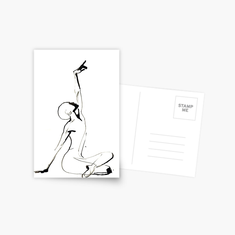 India Ink Dance Drawing Postcard