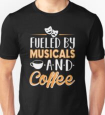 Camiseta ajustada Impulsado por musicales y café