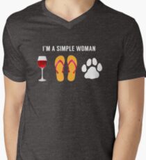I Am A Simple Woman Wine Beach Sandals Dog Lover Men's V-Neck T-Shirt