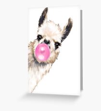 Sneaky Lama mit Kaugummi Grußkarte