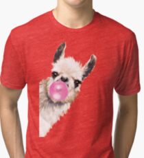 Sneaky Llama with Bubble Gum Tri-blend T-Shirt