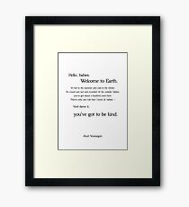 Kurt Vonnegut God Bless You Mr. Rosewater Framed Print