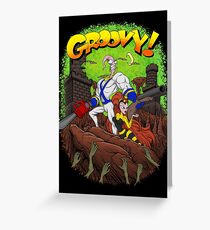 Earthworm Jim vs The Army of Darkness! Greeting Card