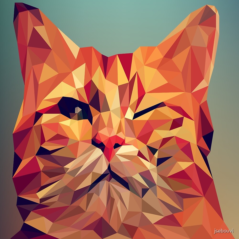  geometric  cat  by jsebouvi Redbubble