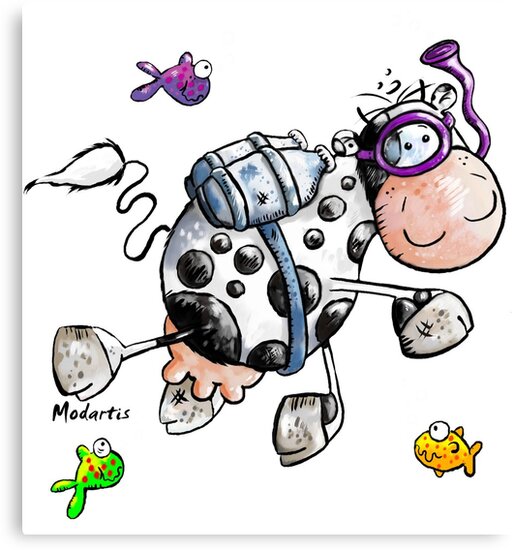"Diving cow" Canvas Print by modartis Redbubble
