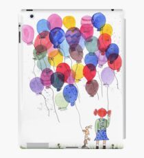 Girl with balloons whimsical watercolor illustration iPad Case/Skin