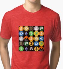 Crytpto collage looking at the financial future Tri-blend T-Shirt