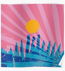 Sunset in Cannes with a pink sky Poster
