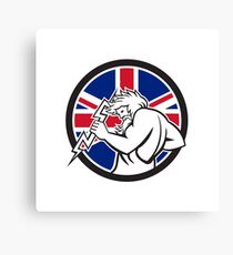 Zeus With Thunderbolt Union Jack Flag Icon Canvas Print