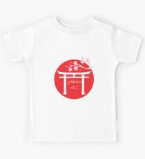 Branch of cherry blossoms and torii, ritual gates. Kids Tee