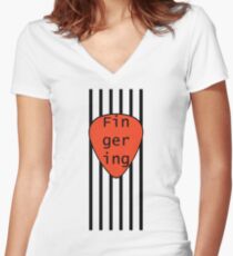 Fingering plectrum strings design Women's Fitted V-Neck T-Shirt