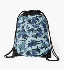 Navy camouflage Drawstring Bag