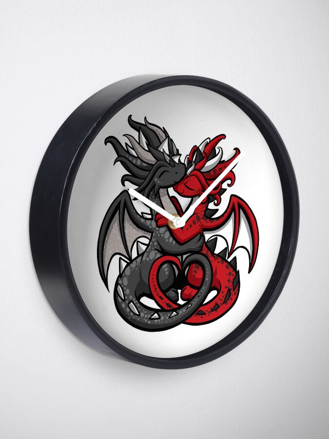 Alternate view of Dragon Couple Black and Red Clock