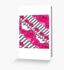 GREY ART CERISE PINK ROSE GARDEN Greeting Card