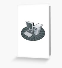 PC Computer Woodcut Retro Greeting Card