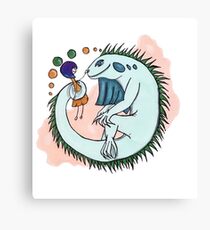 Girl and iguana Canvas Print