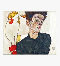 HD Self Portrait with Physalis by Egon Schiele 1914 HIGH DEFINITION Photographic Print