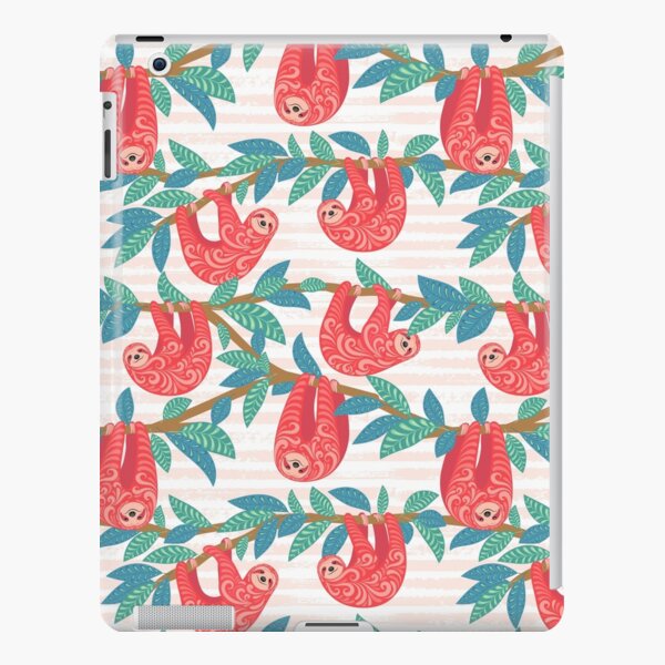 Cute sloths with ornament hanging on the branches of trees. iPad Snap Case