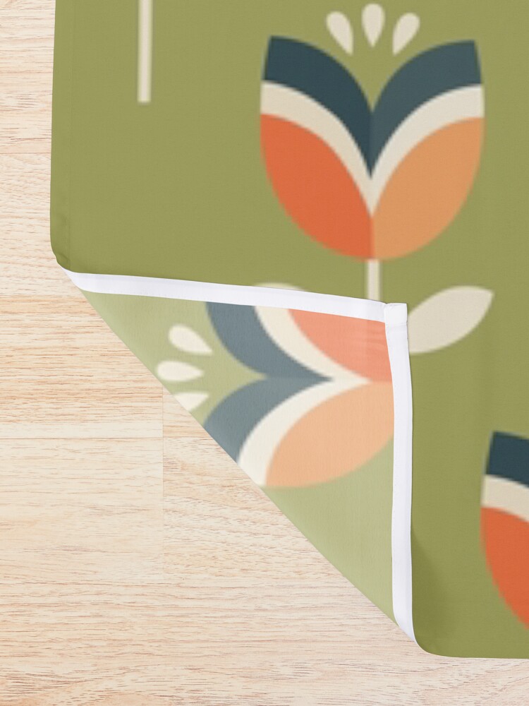 Retro Tulip Orange And Olive Green Shower Curtain By Daisy
