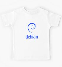Debian Blue Word/Text Official Logo Spiral T-Shirt Kids Tee
