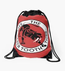 Saber Tooth Tiger Big Cat Conservation Drawstring Bag