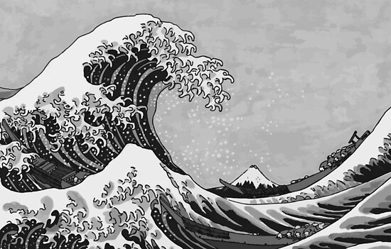 "The Great Wave of Kanagawa – Black and White" Poster by poisondesign