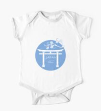 Branch of cherry blossoms and torii, ritual gates. One Piece - Short Sleeve