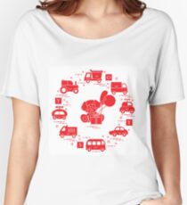 Baby cars, cubes, puppy, gift, balloons. Women's Relaxed Fit T-Shirt
