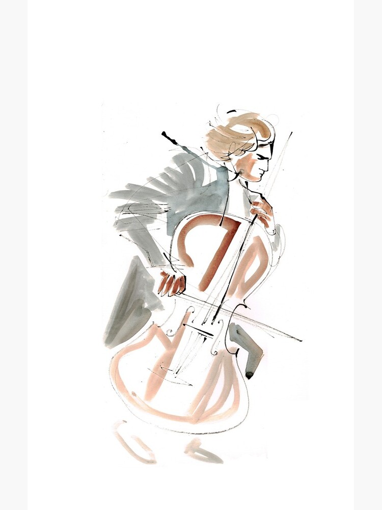 Cello Player Musician Expressive Drawing by CatarinaGarcia