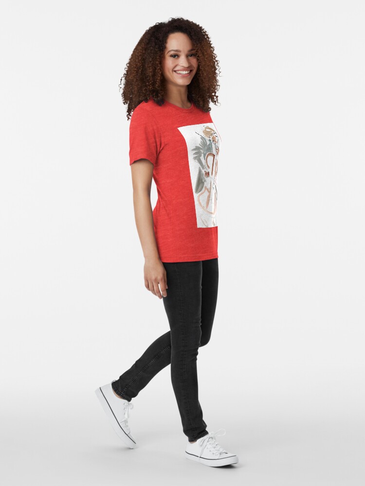 Alternate view of Cello Player Musician Expressive Drawing Tri-blend T-Shirt