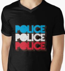 Retro 70s Police Vintage Red White Blue Graphic Men's V-Neck T-Shirt