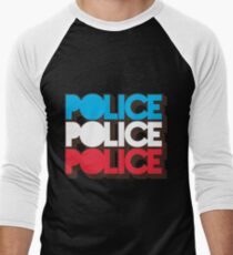 Police Vintage Red White Blue Retro 70s Graphic Men's Baseball ¾ T-Shirt
