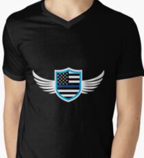 Police Wings Angel Thin Blue Line Protect Serve Men's V-Neck T-Shirt