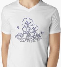 Cartoon Blue Men's V-Neck T-Shirt