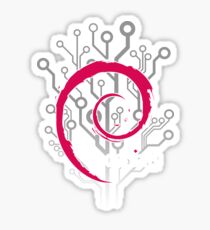Debian Linux Distro Logo on a Digital Background Sticker