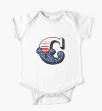 C RETRO STYLE CAPITAL LETTER INITIAL T-SHIRT CLASSIC VINTAGE DISTRESSED STARS AND STRIPES AMERICAN USA FLAG AMERICA 4th JULY FONT LOGO TYPEFACE LETTERING TYPOGRAPHY MONOGRAM TEE One Piece - Short Sleeve