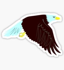 Bald Eagle Flying Wings Down Retro Sticker