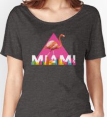 Miami City Skyline Flamingo Design Women's Relaxed Fit T-Shirt